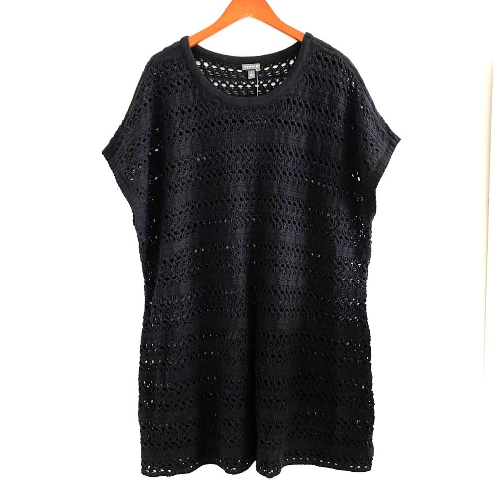 Torrid Mini Crochet Short Sleeve Cover-Up Beach Dress - Picture 4 of 15